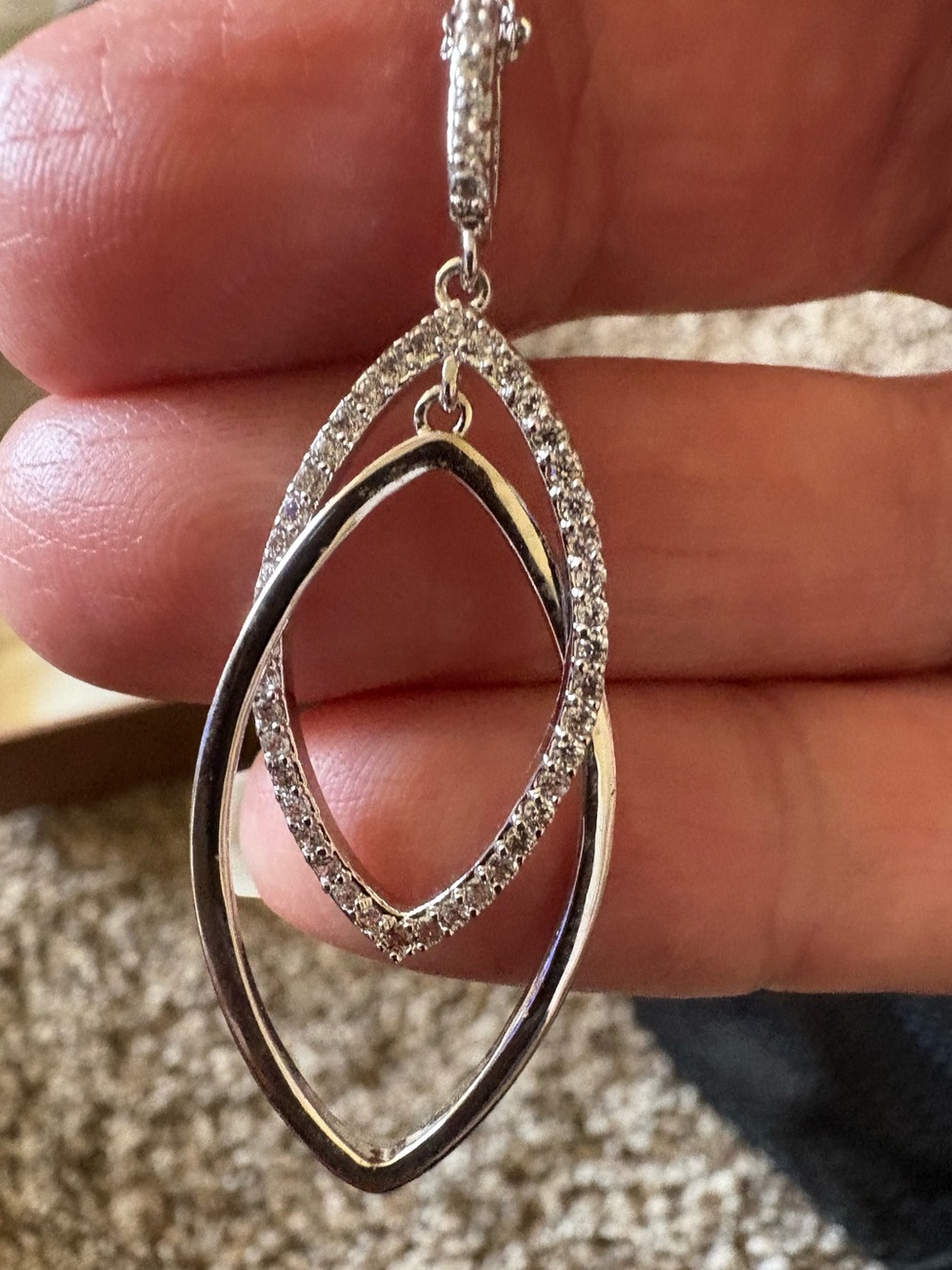 Sterling silver diamond chipped necklace